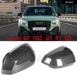 アウディ Q2 SQ2 Q3 RSQ3 2017-2024 カーボンルックリアビュー ミラー カバー 交換スタイル サイド ウイング ミラー キャップ