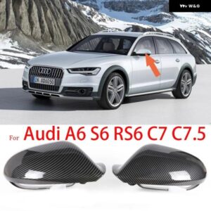 アウディ A6 4G S6 RS6 C7 C7.5 2011-2018 バック ミラー カバー サイド ウイング フレーム カバー トリム カーボン黒と黒
