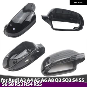 アウディ 1ペア ブラックサイドケース トリム カーボンスタイル バック ミラー キャップ A3 A4 A5 A6 A8 Q3 SQ3 S4 S5 S6 S8 RS3 RS4 RS5 B8 B8.5 8P