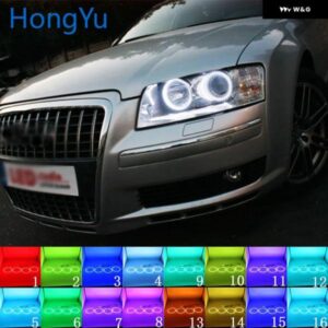 アウディ A8 S8 2004 2005 2006 - 2009 アクセサリー ヘッドライト マルチカラー RGB LED エンジェルアイズ リングアイ DRL RF リモコン