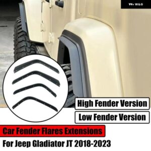 ジープ 4個フロントリアフェンダーフレア 延長 セット 2018-2023 ラングラー グラディエーター JT ブラックホイールアーチフラップ マッドガード