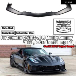 シボレー 2014-2019 コルベット C7 バンパー ZR1 スタイル フロント バンパー リップ スポイラー スプリッターマットブラックカー