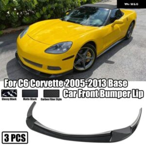シボレー セットフロント バンパー リップ 3個 C6 コルベット ベース 2005-2013 スポイラー スプリッターカーボンスタイル アクセ