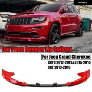 ジープ グランド チェロキー SRT 2013 -2016 用 3個 SRT8 2012-2013 2015-2016 フロント バンパー リップスプリッター カーボンスタイル ブラックレッド