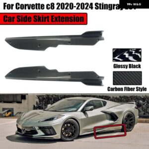 シボレー 2個 サイドスカート 延長 スプリッター コルベット C8 スティングレイ Z51 2020-2024 ウイング レット リップカーボン