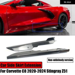 シボレー サイドスカート 延長 スプリッター コルベット C8 スティングレイ Z51 2020-2024 ウイング レット リップ黒/カーボンス