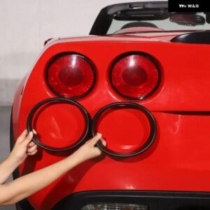 シボレー コルベット C6 2005-2013 ABS マットブラック/カーボン テールライト トリム リングカバー トリム ステッカー カーアク
