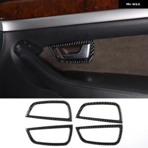 アウディ 2004-2012 A8 ソフトカーボンドアインナーハンドルフレーム カバー ステッカー 車内アクセサリー 4個