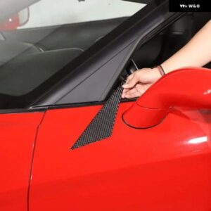 シボレー コルベット C6 2005-2013 ソフトカーボン A ピラー 三角カバー トリム ステッカー カーアクセサリー
