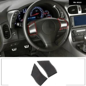 シボレー コルベット C6 2005-2013 ステアリングホイール ボタン 装飾 フレーム ステッカー ソフトカーボン インテリア アクセサリー