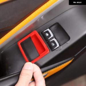 シボレー コルベット C7 2014-2019 ABS 赤/カーボンドア窓リフトスイッチフレーム カバー トリム ステッカー カーアクセサリー