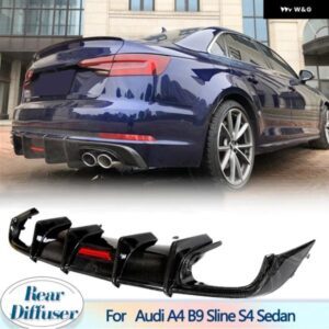 アウディ リア バンパー ディフューザー リップ スポイラー A4 B9 SLINE S4 セダン 2017-2019 リア ディフューザー リップスタンダードスポーツカーボン
