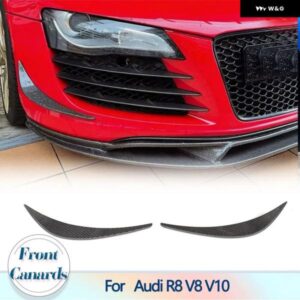 アウディ フロント バンパー カナード トリム 装飾 フィン スポイラー R8 V8 V10 2008 - 2015 カーボンフロントスプリッターカバー 2個