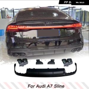 アウディ リア バンパー ディフューザー リップ A7 SLINE 4 ドア 2019 2020 リア バンパー ディフューザー リップ スポイラー 排気チップ付き PP 非 S7