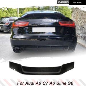 アウディ A6 C7 SLINE S6 セダン 2012-2018 カーボンリア トランク レーシング スポイラー ブーツ スポイラー ウィングリア トランク リッドハイキックウィ