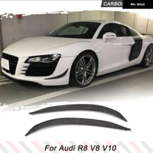 アウディ カーボンフロント バンパー カナード トリム 装飾 フィン スポイラー R8 V8 V10 2008 - 2015 2個 車スプリッターカバー トリム