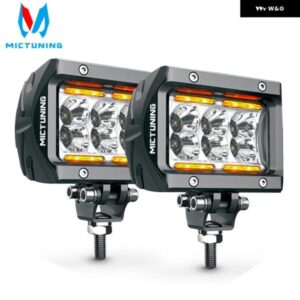 ジープ 車用 LED ワーク ライトバー UNLIMITED-GO K1 4インチ 18W LED フラッドワークランプ アンバー アンビエントライト 付き ATV SUV トラック ボート用