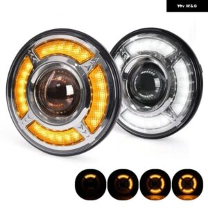 ジープ 7インチ 80ワット ジェップラングラー ヘッドライト DRL デイタイム ランニングライト 高フロー アンバー ウインカーラングラー JK CJ TJ