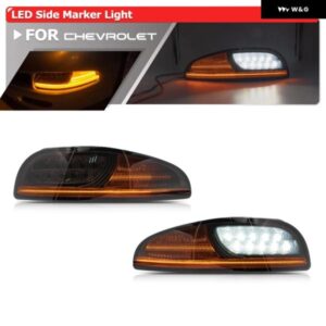 シボレー コルベット C5 1997-2004 ユーロスタイル スモークフロント バンパー LED フェンダーサイド マーカーライト ダイナミック