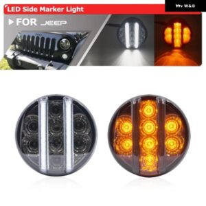 ジープ 2X スモークレンズ ホワイト/ アンバー LED ランニング ポジションライト ウィンカーランプ JK JKU 2007-2017