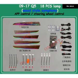 アウディ 21色 Q5 B8 2009-2017 ボタン アプリ 制御 ドア ダッシュボード パネル LED ムードランプ 発光ストリップ アンビエントライト