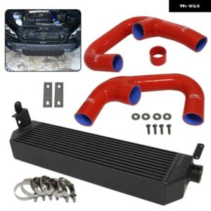 アウディ ブラックアルミ フロントツインインタークーラー ホースキット 付き ブラック/ブルー/レッド VW ゴルフ R GTI MK7 2.0T 15-21 S3 8V に適合