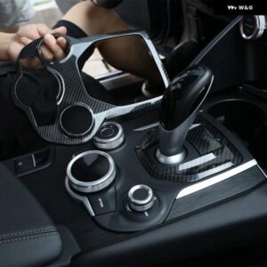 アルファロメオ ABS クローム/カーボン ジュリア STELVIO 2016-19 センター コンソール 装飾 フレーム トリム カーアクセサリー