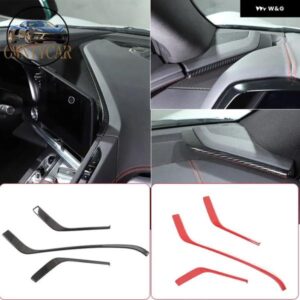 シボレー コルベット C8 スティングレイ Z51 Z06 2020-2023 ABS カーボン/レッド車内 ダッシュボード トリム ストリップ自
