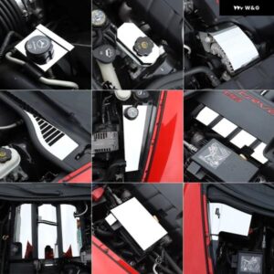 シボレー ステンレス コルベット C6 2004-2013 ボンネット コンパートメントブレーキオイルポットバッフル 装飾 カバー アクセサリー