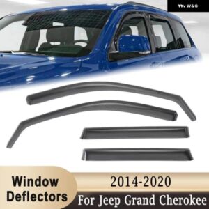 ジープ 4個窓レインオーニングシェルター ディフレクター グランド チェロキー 2014-2020 サイドウィンドウサン バイザー 換気ガード