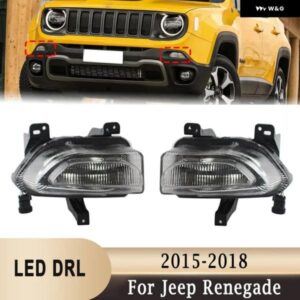 ジープ レネゲード 2015-2018 フロント バンパー LED DRL デイタイム ランニングライト アセンブリとウインカー駆動 フォグランプ