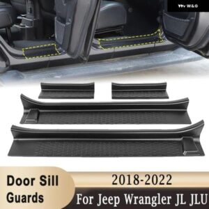 ジープ ドアシルガード ラングラー JL JLU 2018-2021 グラディエーター JT 2020-2022 4ドア ブラックラバードアエントリーガード マット プロテクター