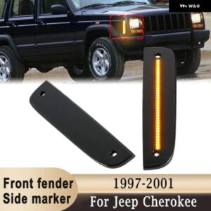 ジープ LED サイド マーカーライト チェロキー 1997-2001 前輪フェンダー パーキング 信号ランプ DOT SAE 交換用 55055146 55055147