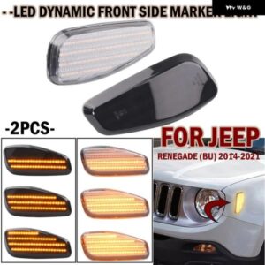ジープ 2個 LED ダイナミックサイド マーカーライト ウィンカーウインカー インジケータランプ OEM 68256049AA 68256050AA レネゲード BU 2014-2021