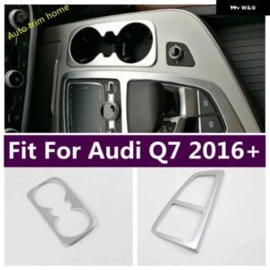 アウディ トランス ミッション シフト ギア パネル ウォーターカップ ホルダー 装飾 フレーム カバー トリム Q7 2016-2018 ABS クロームカーアクセサリー