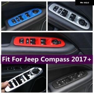 ジープ インナードアウィンドウ スイッチ リフト ボタン サラウンド アームレスト パネル カバー トリム コンパス 2017-2021 ブルーカーアクセサリー