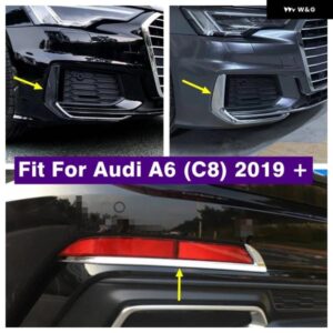アウディ フロントリア フォグライト ランプ アイブロウ 装飾 ストライプカバー トリム A6 C8 2019-2023 カーアクセサリー