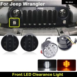 ジープ ラングラー JK 2007-2017 クリアスモークレンズ フロント LED アンバー ウィンカーライトホワイト ポジションライト ランニングランプ