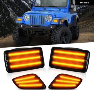 ジープ 4個 車 LED フェンダーサイド マーカーライト バンパー アンバー LED ウィンカーランプ キット ラングラー TJ 1997-2006