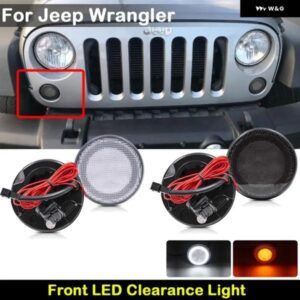 ジープ ラングラー JK 2007-2017 フロント LED アンバー ウィンカー ライト インジケーター ランプ ホワイト ポジション ライト