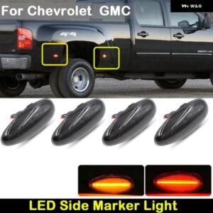 シボレー シルバラード GMC シエラ 2500HD 3500HD 4個 スモークレンズ フロント アンバー LED サイド マーカーライト レッ