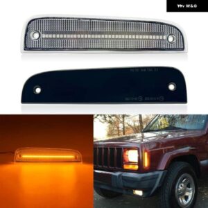 ジープ 2個 LED フロントフェンダーバンパー サイド マーカーライト チェロキー 1997-2001 LED ウィンカーライトスモーククリアレンズ T10 12V
