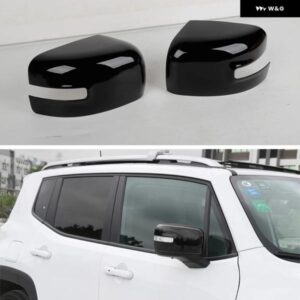 ジープ ブラック バックミラー カバー トリム ABS スタイリング ステッカー レネゲード 2016+ 外装 自動車モールディング 2個