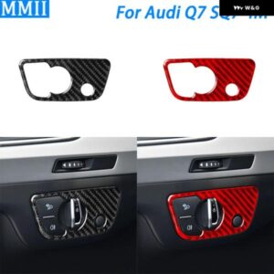 アウディ Q7 SQ7 4メートル 2016-2019 アクセサリーカーボン ヘッドライト スイッチ コントロール パネル トリム カバー 車内装飾 ステッカー