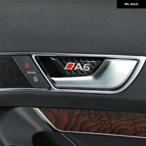 アウディ A6 2005-11 C6 カーアクセサリーカーボンドアハンドル 自動 ステッカードアボウル トリム カバー 室内装飾