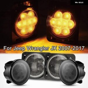 ジープ 2/4個 LED ホイール眉 ウインカーライト /フロント グリル インジケータライトキット ラングラー JK 2007-2017
