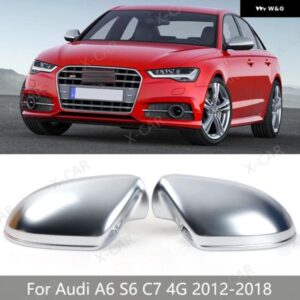 アウディ 1 マットペアクロームバックミラー サイドミラー カバー ハウスキャップ蓋 A6 S6 C7 4G 2012-18