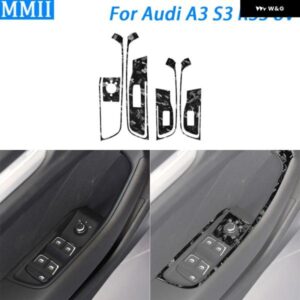 アウディ A3 S3 RS3 8V 2013-2019 カーボンウィンドウリフトスイッチ コントロール パネル カバー トリム カー インテリア アクセサリー ステッカー