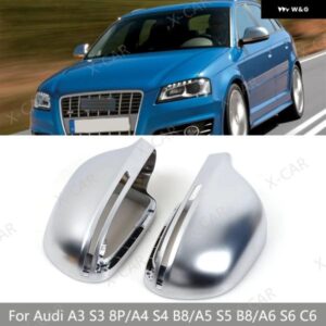 アウディ 2個 A3 S3 8P 2008-2009/A4 S4 B8/A5 S5 B8/A6 S6 C6 マットバッククロームミラー サイドミラー カバー キャップシェル蓋ハウス