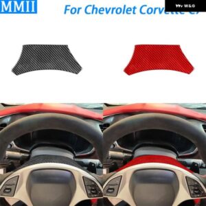 シボレー コルベット C7 2014-2019 カーボン ステアリングホイール トップカバー 装飾 車内 装飾 アクセサリー ステッカー